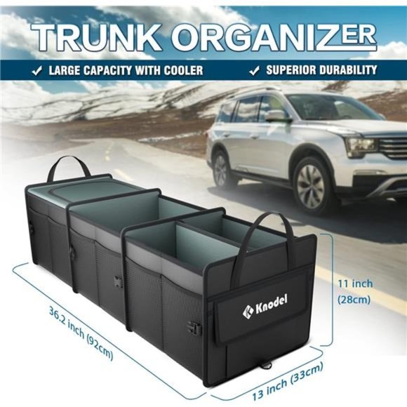 Sturdy Car Trunk Organizer with Premium Insulation Cooler Bag, Heavy Duty - Picture 2 of 7